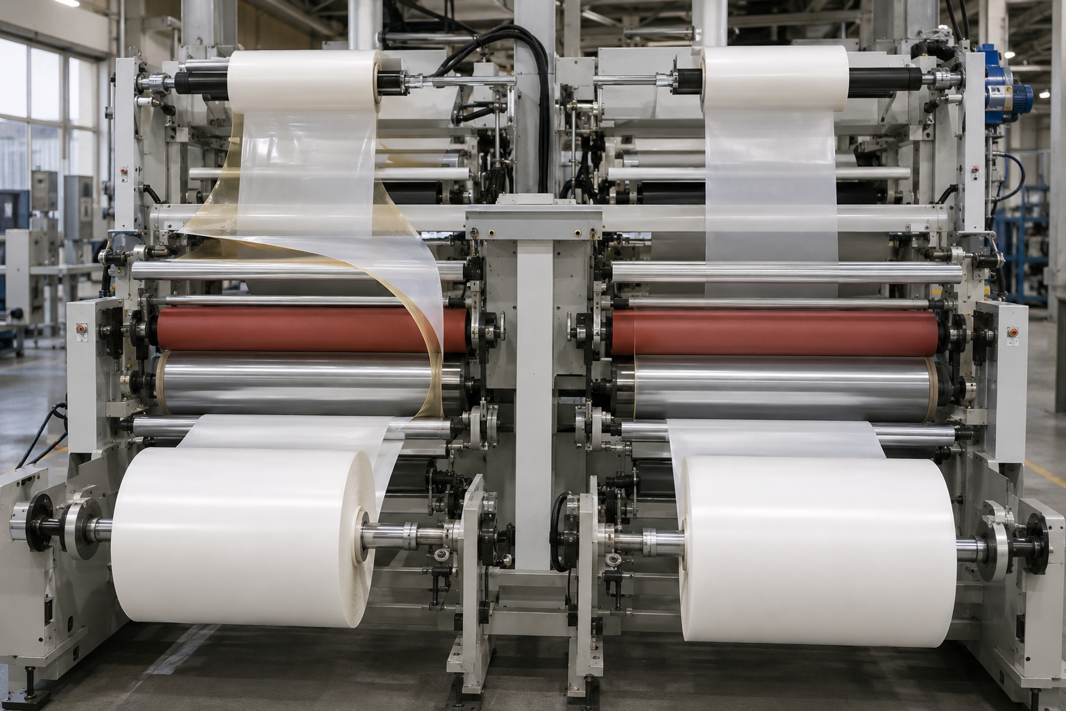 Roll-to-roll lamination process using hot melt adhesive film with and without silicone release paper