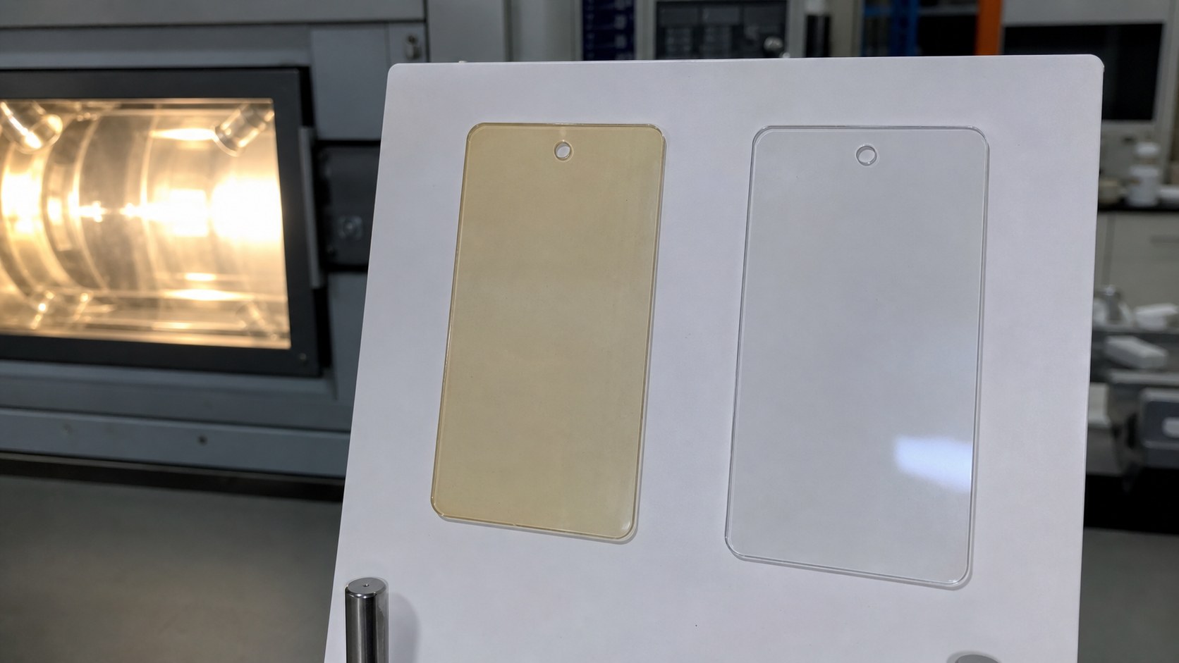 Aromatic TPU film UV yellowing comparison with exposed and control samples