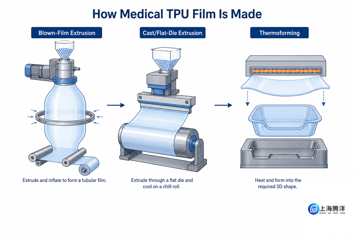 How Medical TPU Film Is Actually Made (Extrusion, Blown Film & Thermoforming) — Tengyang