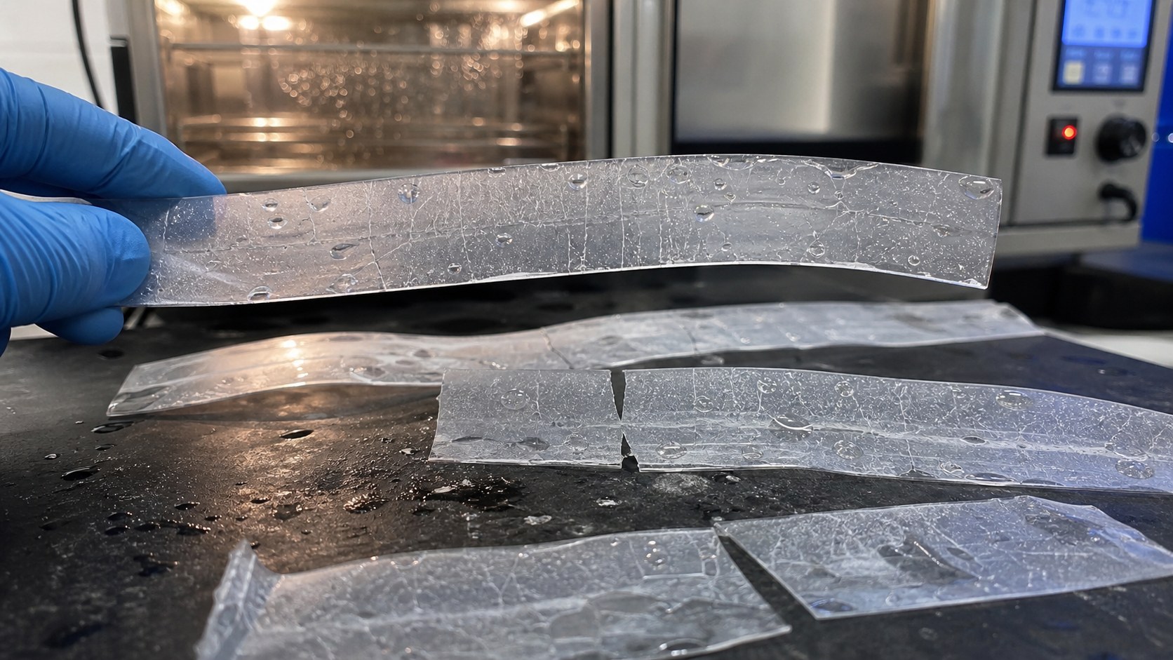 Polyester TPU film hydrolysis failure after hot humid wash-down testing