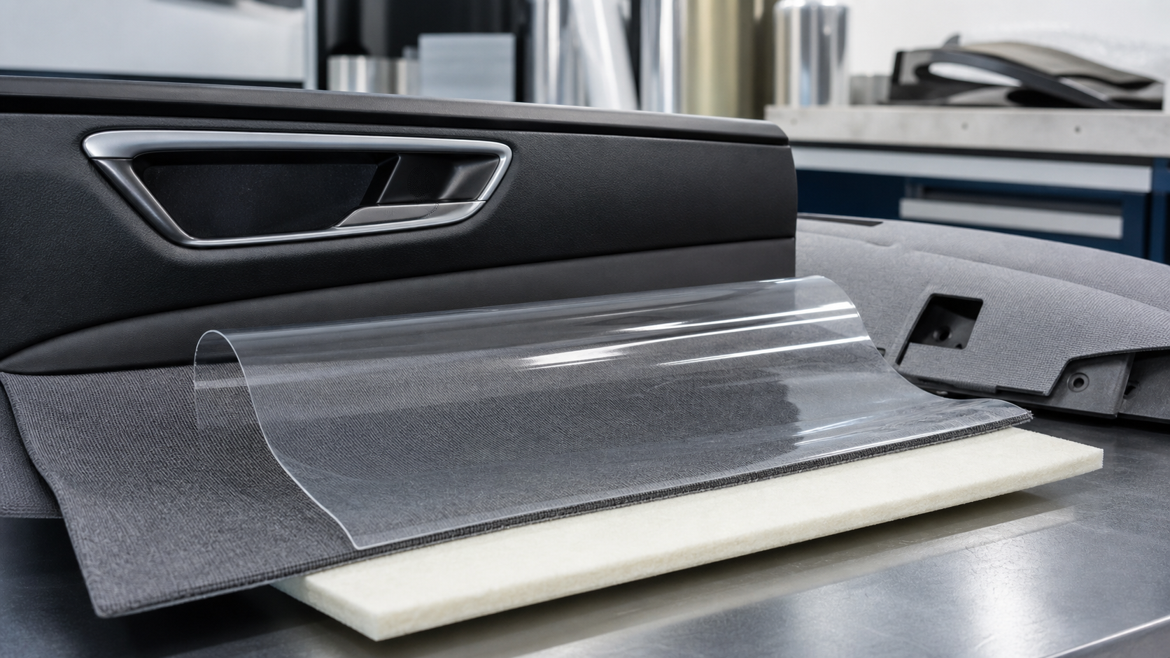 Automotive interior trim laminated with polyester TPU hot melt film