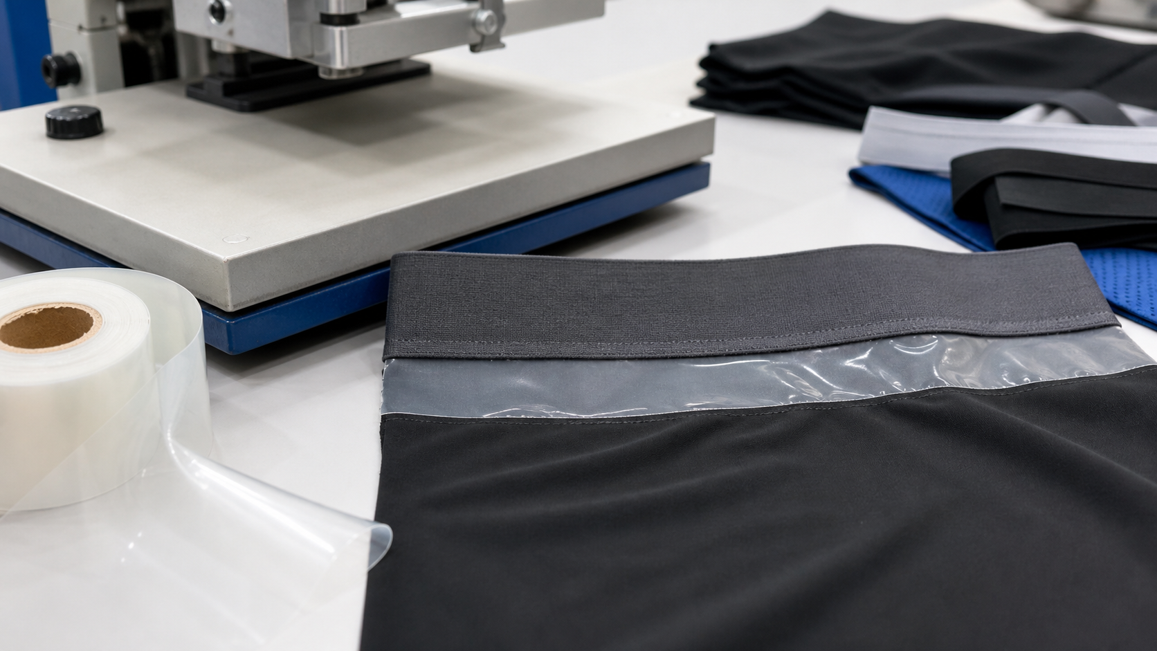 Polyester TPU film elastic bonding application for stitch free apparel seams