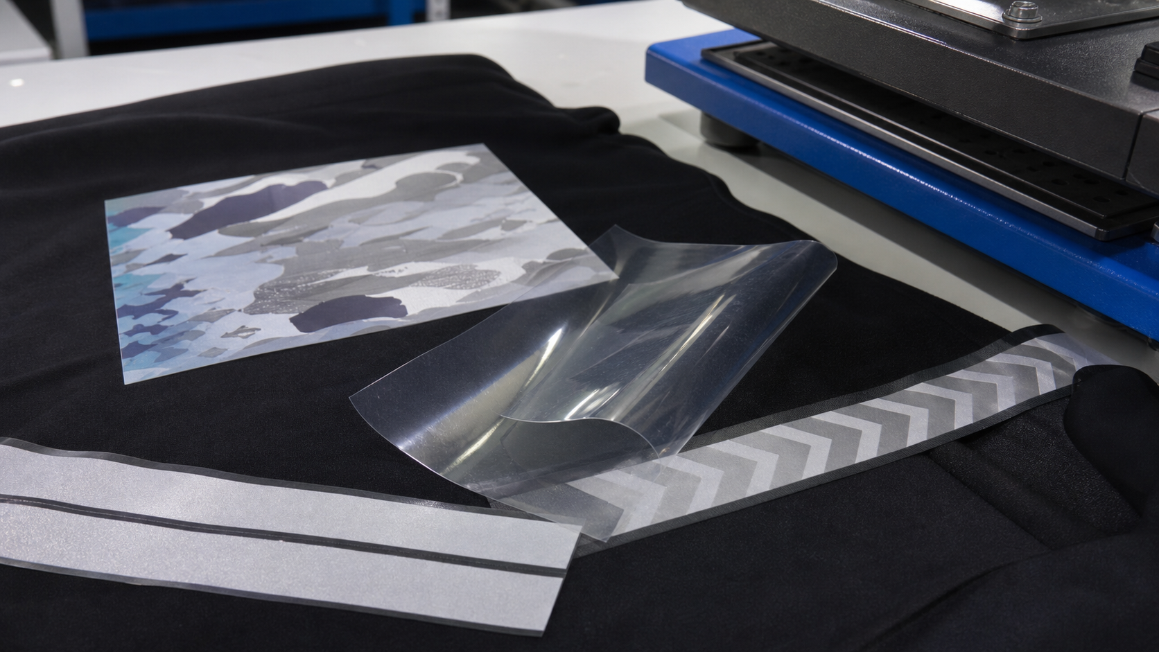 Heat transfer printing and reflective materials bonded with polyester TPU film