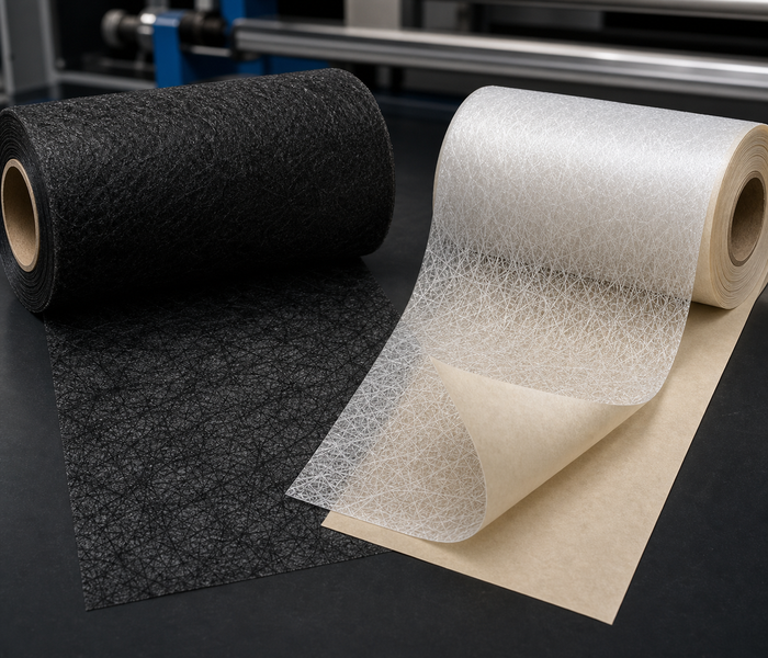 Roll of hot melt web with and without release paper