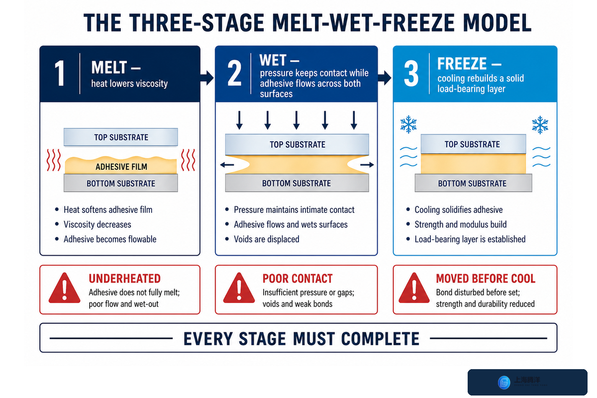 How Does Hot Melt Adhesive Film Work? The 3-Stage Melt-Wet-Freeze Model — Teng Yang