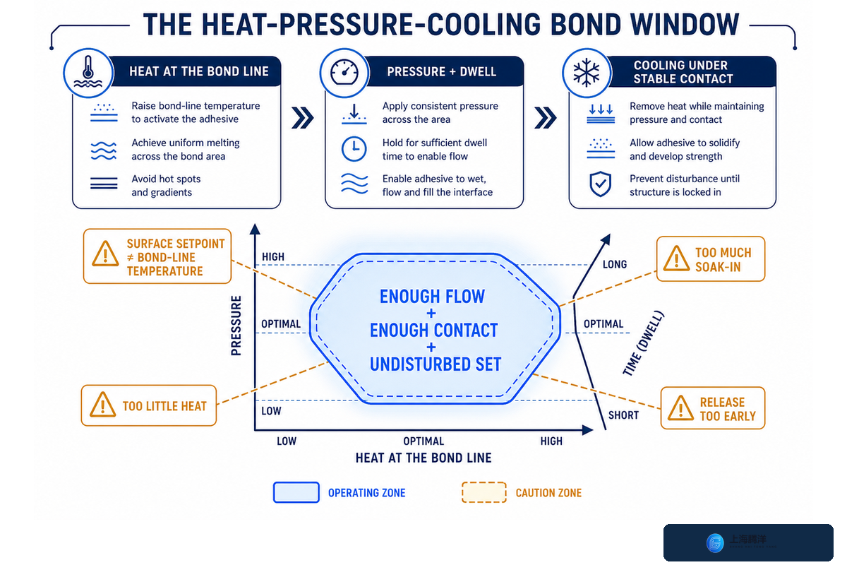 Hot Melt Adhesive Temperature Range: The Heat-Pressure-Cooling Bond Window — Teng Yang