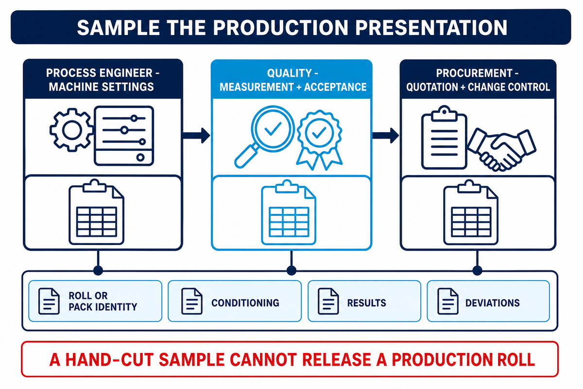 Process, quality and procurement share one TPU format validation record for machine settings, acceptance and change control