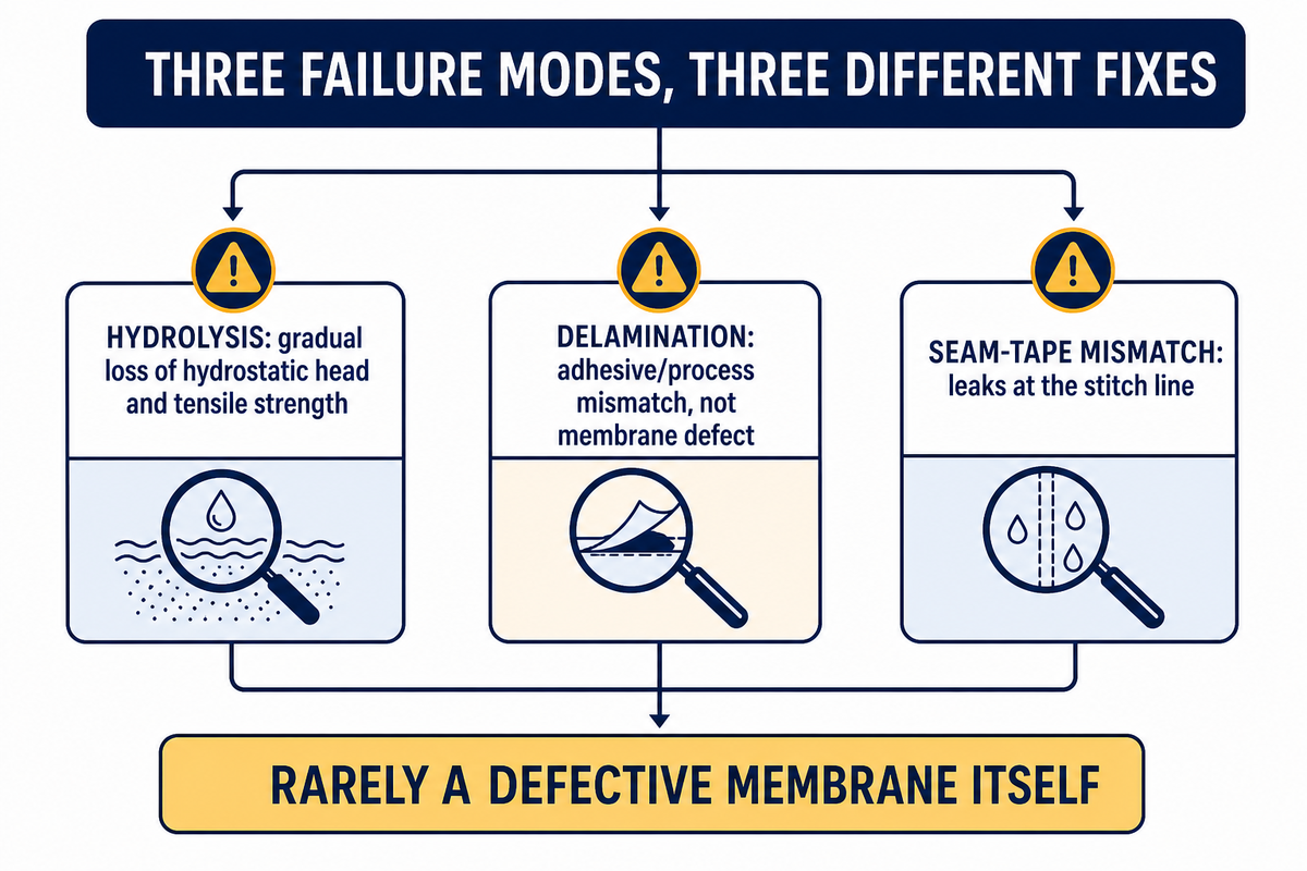 Failure Modes: What Actually Breaks a Waterproof-Breathable Laminate in the Field