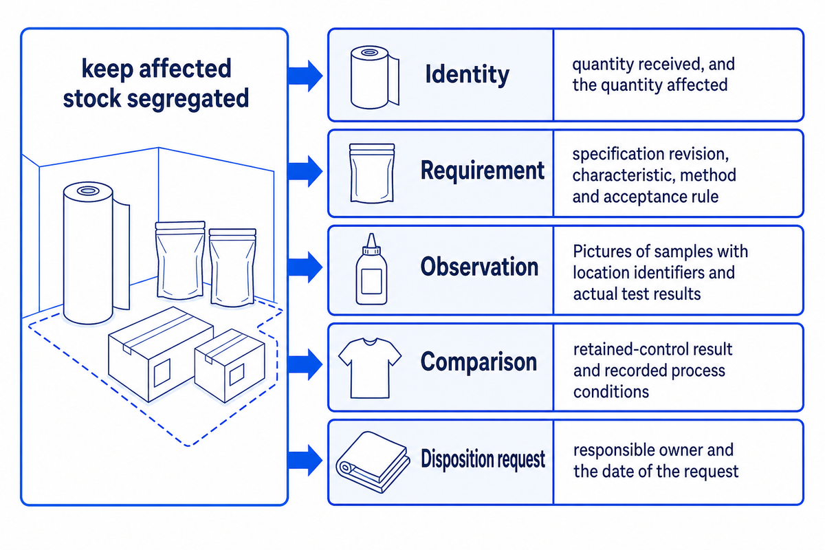Quarantine nonconforming stock and send a usable supplier claim — Teng Yang