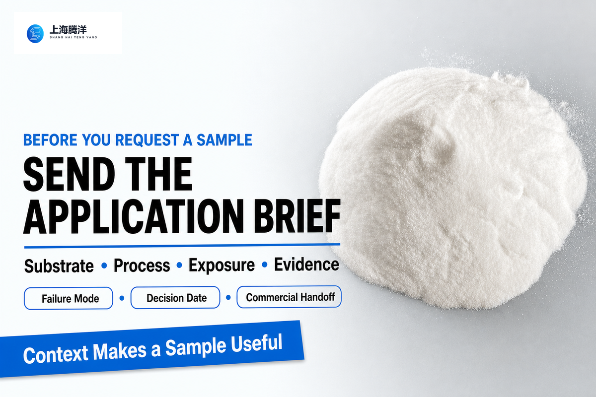 EVA powder application brief for a grade or sample request with substrate, process, exposure and evidence