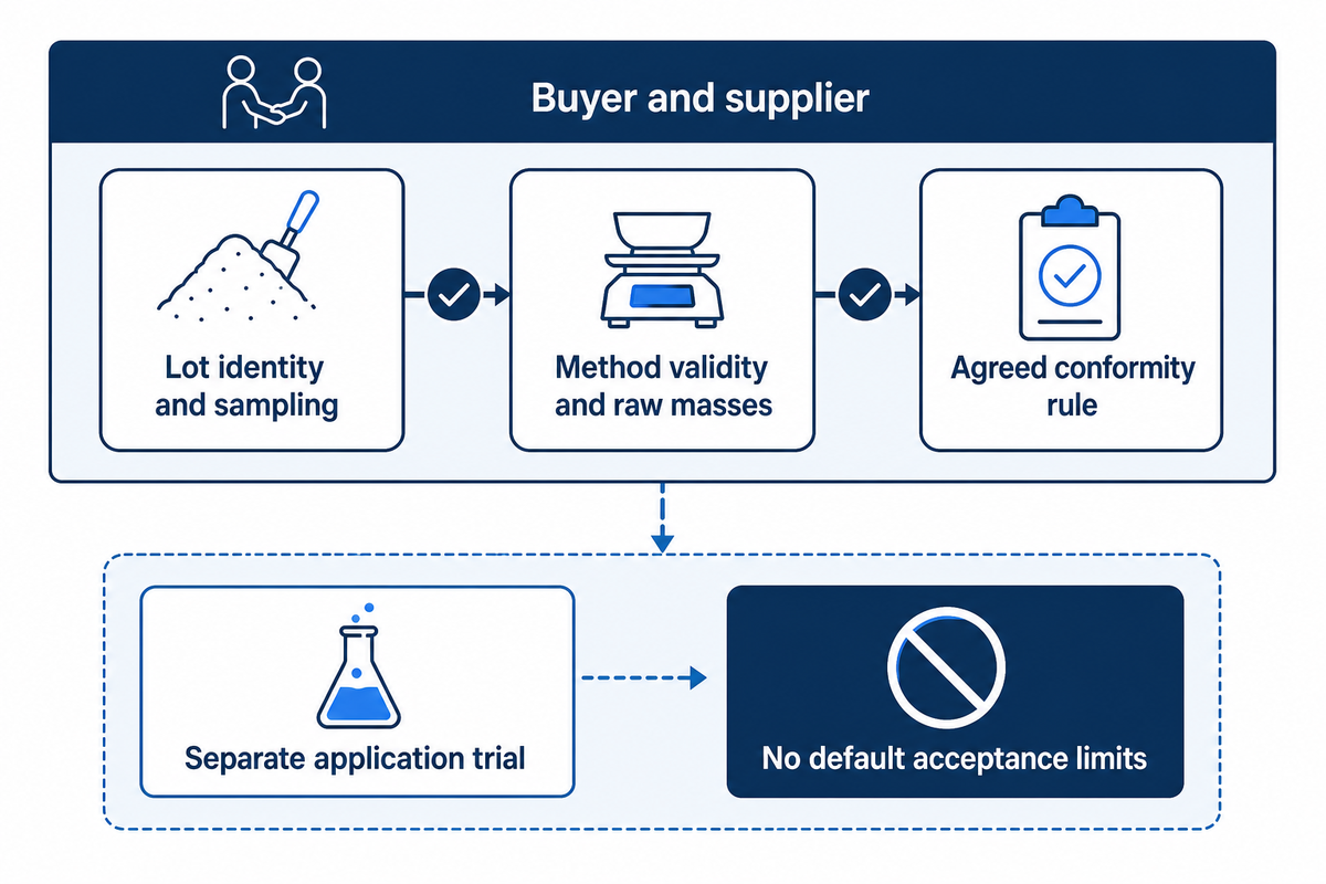 Agree conformity and uncertainty treatment before shipment; ISO Guide 98-4 distinguishes acceptance and specification limits.