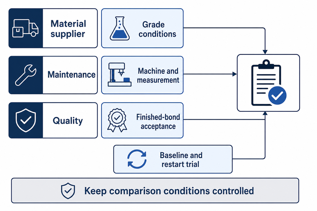 Material, maintenance and quality decisions meet in a controlled confirmation trial; NIST supplies general trial guidance.