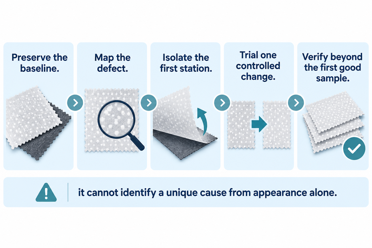 Preserve, map, isolate, trial and verify in order; article's proposed diagnostic sequence.