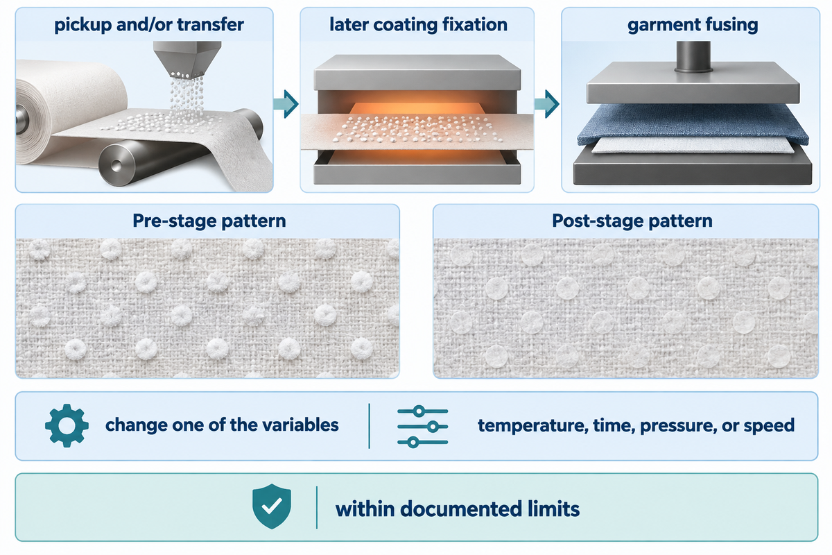 Separate transfer, fixing and fusing heat; compare paired stage samples within documented limits, per guide synthesis.