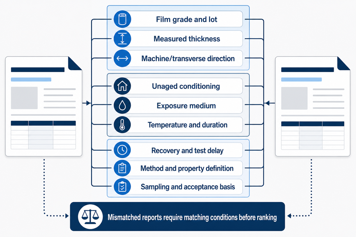 Match nine report fields before ranking films; chemistry alone does not qualify a finished-film grade.